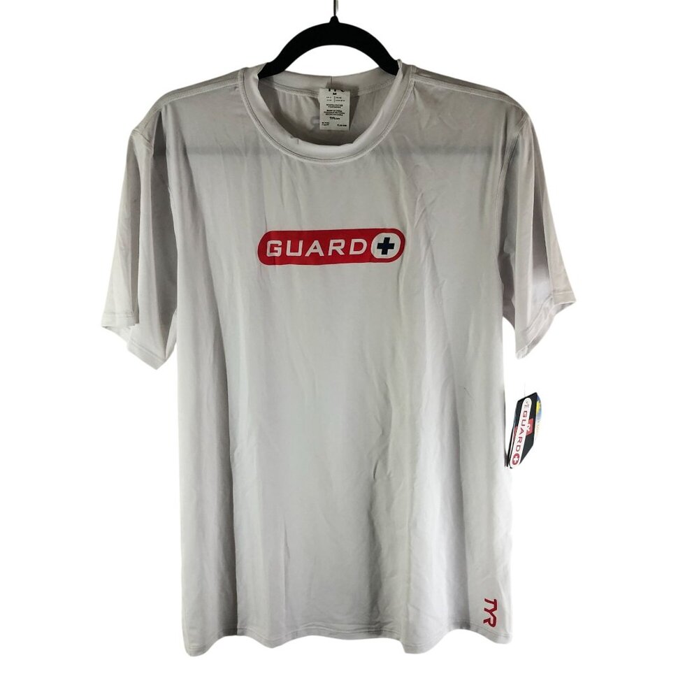 TYR Mens Guard + Rashguard Top UPF 50+ Short Sleeve White M